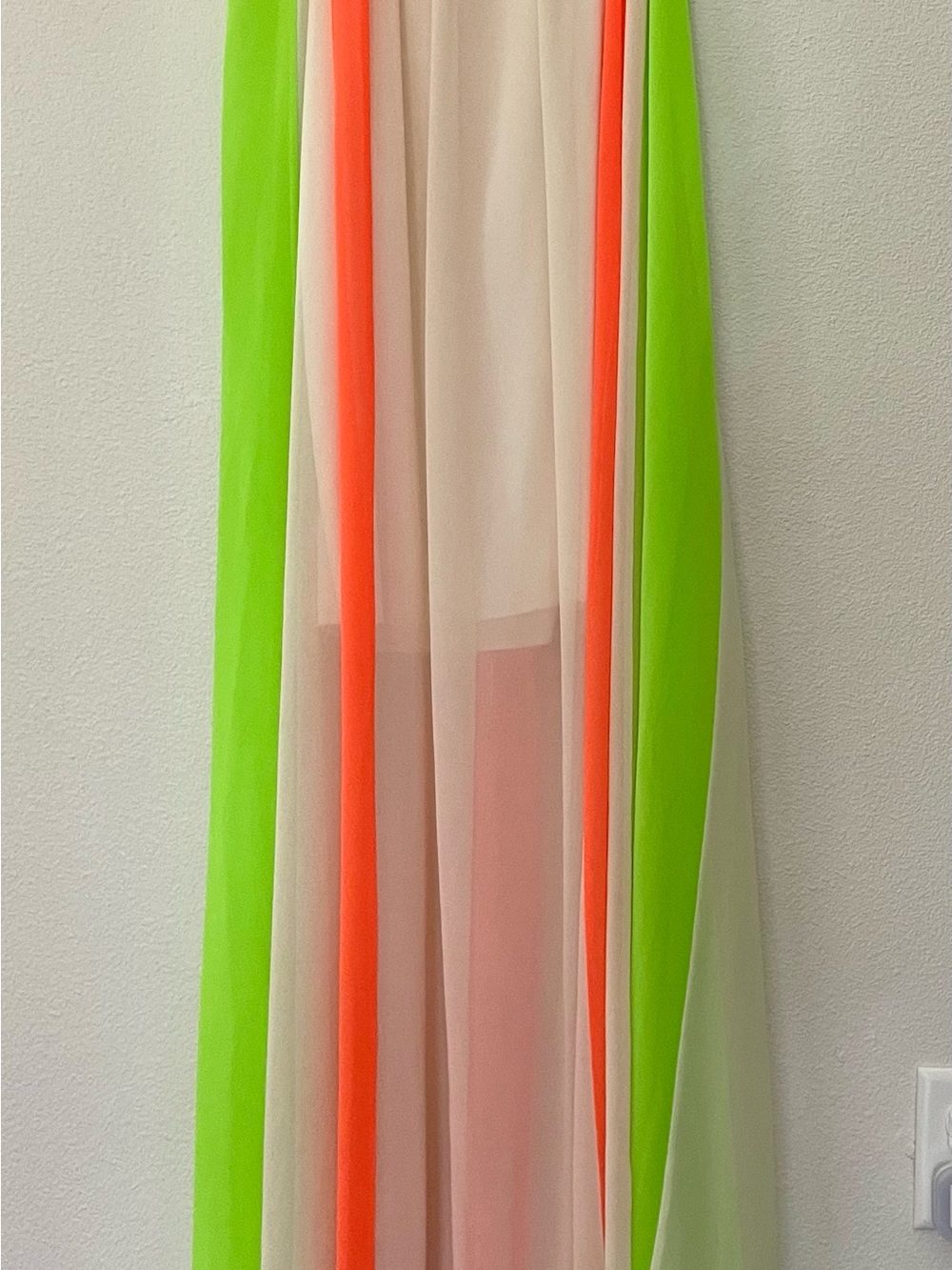 Loila Sheer Neon Colorblock Maxi Dress - Lime Green, Neon Coral & Cream